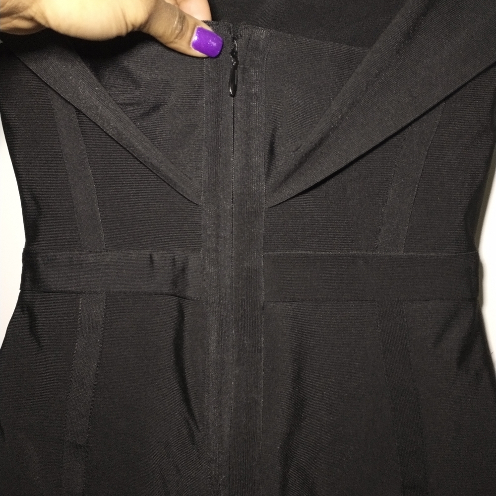 Women's 12th black off the shoulder black bandage cocktail dress - Picture 6 of 8
